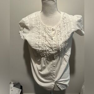 GAP White Ruffled Blouse